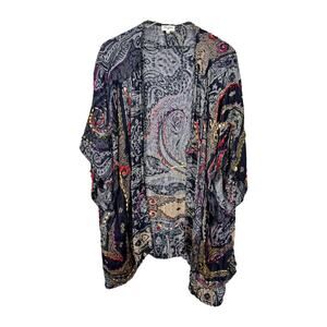 World Market Paisley Embroidered Kimono One Size Multicolor Festival Boho